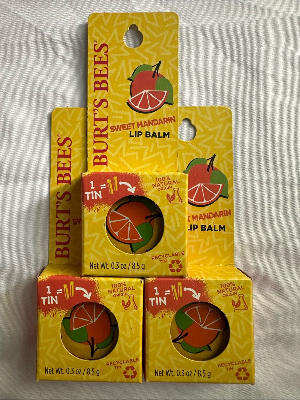 Burt's Bees Sweet Mandarin Moisturizing Lip Balm Tin 0.3 oz 3 Count